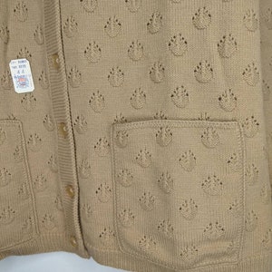 NOS Vintage Ladies Button Front Tan Cardigan Sweater 60s British Vogue L Wintuk Acrylic image 4