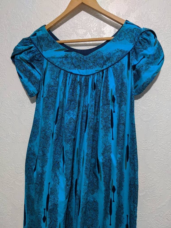 Blue Liberty House Dress MuuMuu Maxi Dress 60s Vin