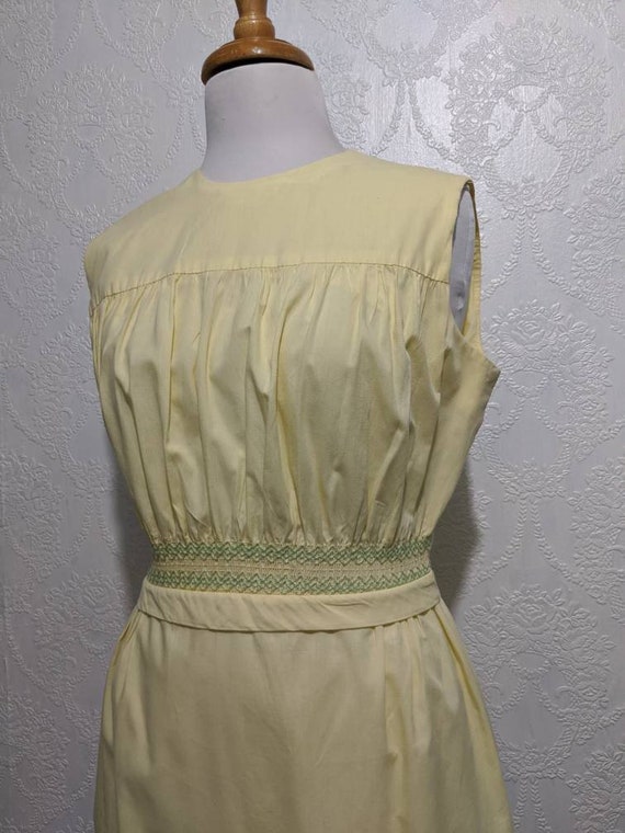 Perfectly Yellow Smocked Waist Vintage 60s Sleevel