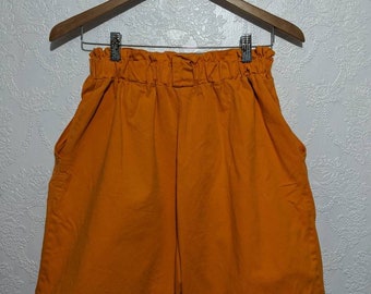 Orange Cotton True Vintage 80s 90s Shorts High Waist W27 S M Paper Bag