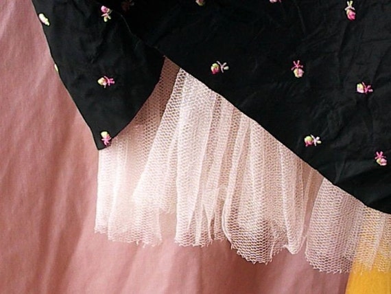 Black with Pink Emb Rosebuds Prom Party Dress S V… - image 4