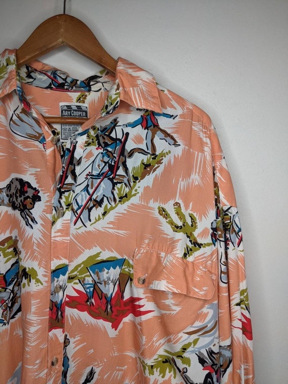 Pastel Peach 80s Cowboys Design Soft Rayon Tunic T