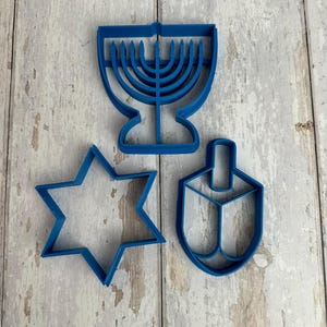 Hanukkah cookie cutter set Chanukah Dreidel Menorah and star of david cutter