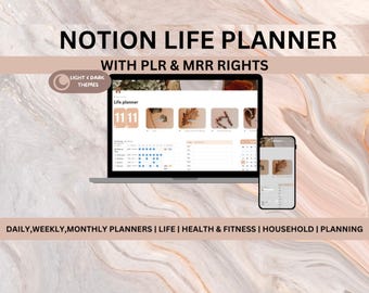 The ultimate Notion planner,Notion Template ,Notion planner ,aesthetic Notion,life planner Notion ,PLR & MRR Notion Template