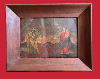 19th Century Mexican Retablo: St. Joseph, Madonna and Child