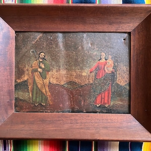 19th Century Mexican Retablo: St. Joseph, Madonna and Child