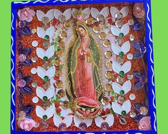 Virgen de Guadalupe Nicho: Mexikanische Volkskunst Diorama Schaukasten