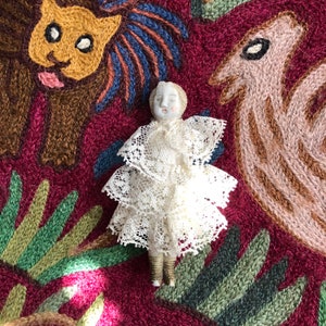 Antique Frozen Charlotte Doll with Lace Clothes