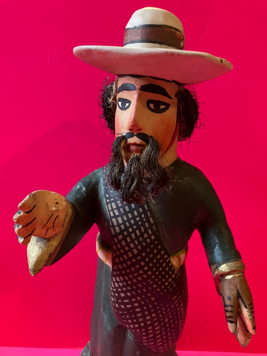 18” Tall San Isidro Labrador or Saint Isidore Painted Wood Santo