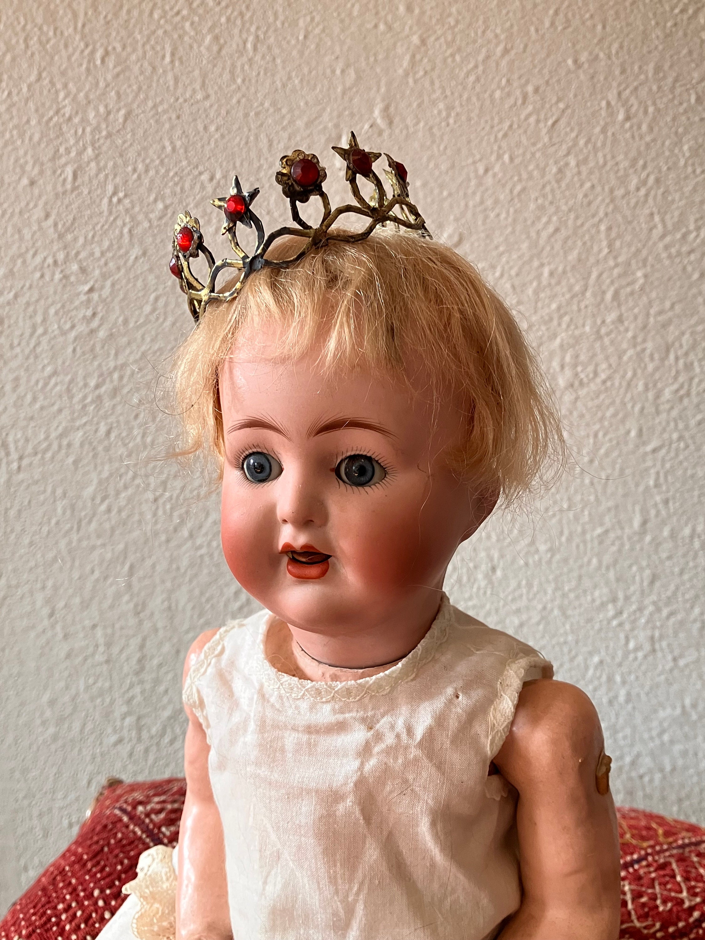 アンティーク ABG 1361 ドイツ製ビスクドール：青い目、開いた口