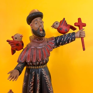 Hand-Carved Wooden Santo – Saint Francis of Assisi – Folk Art from Guatemala – 17” Tall - Patron Saint of Animals - San Franciso de Asis