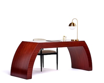 Atlantic Desk: Sapele Wood Viking Ship Design with Optional Bluetooth