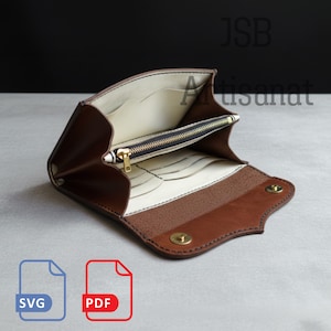 Necessary Clutch Wallet Pattern PDF & SVG, Hand-Stitched Leather Wallet, Zipper Pocket