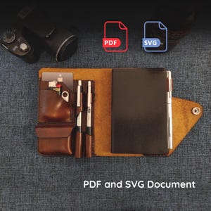 A6 Leather Notebook Cover Pattern – PDF & SVG – Cover with Pen and Card Holder