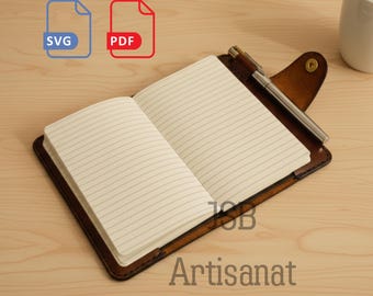 A6 Notebook Cover Pattern, PDF and SVG, with pen holder