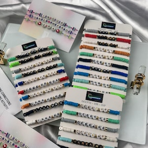 1-25-50-100-200-1000 Individuelles Freundschaftsarmband, Personalisiertes Namensarmband, Perlenarmband, Perlenarmband, Individuelle Wort