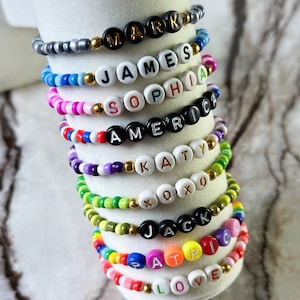 1-25-50-100-200-1000 Freundschaftsarmband, personalisiertes Namensarmband, Perlenarmband, personalisiertes Geschenk, individuelles