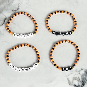 Halloween Beaded Bracelet: Spooky Party Favor, Kids Jewelry
