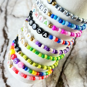 1-25-50-100-200-1000 Individuelles Freundschaftsarmband, Bulk-Armband, Personalisiertes Namensarmband, Perlenarmband, Individuelles