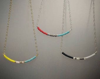Minimal Beaded Delicate Layering Necklace Gold Silver Modern Bridal