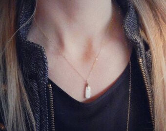 Gold Wrapped Marble Howlite Shard Pendant Necklace