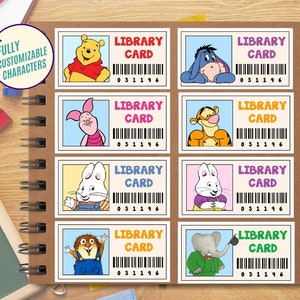 Children's Book Character Library Card Glossy Vinyl Sticker - Etsy