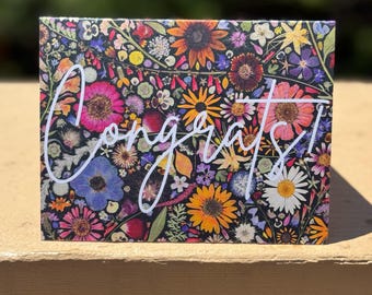 Pressed Flower Greeting Card - Congrats