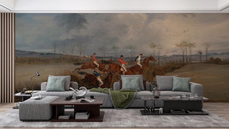 Vintage Horse Racing Peel and Stick Wallpaper – Equestrian Wall Mural ...