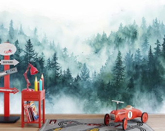 Misty Forest Wall Mural, Peel and Stick Wallpaper