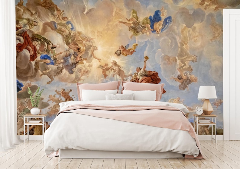 Baroque Ceiling Mural Wallpaper, Renaissance Fresco, Peel and Stick - Etsy