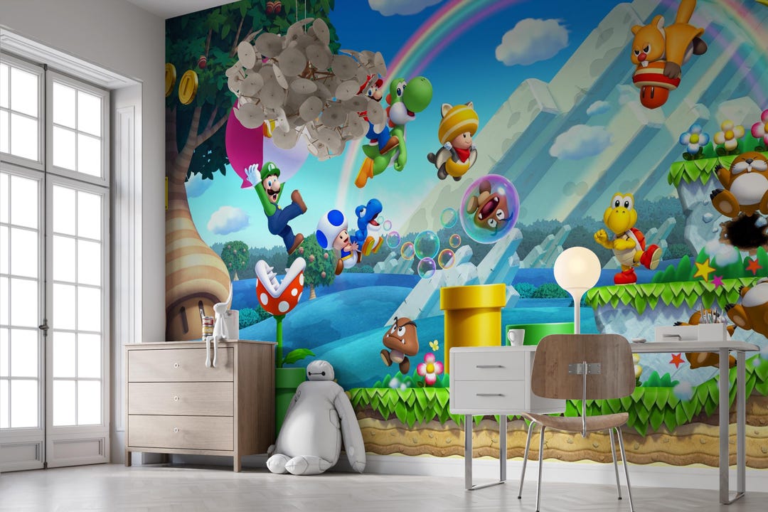 Super Mario World Wall Mural Peel and Stick Wallpaper Removable Custom ...