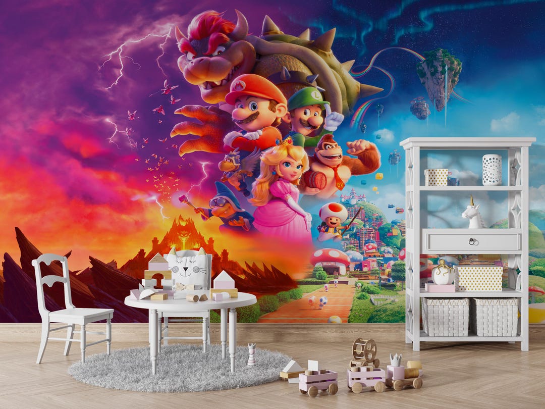 Super Mario Peel and Stick Wallpaper, Mario Bros Wall Mural, Kids Room ...