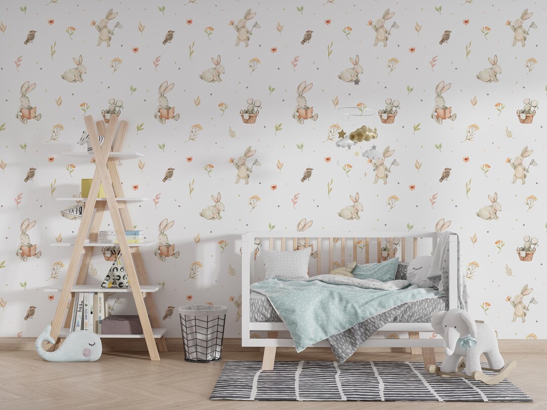 Woodland Animals Peel and Stick Wallpaper Removable Custom Size Nursery ...
