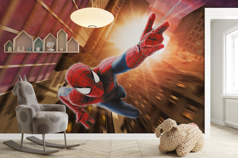 Spider Man Peel and Stick Wallpaper, Superhero Wall Mural, Kids Room ...
