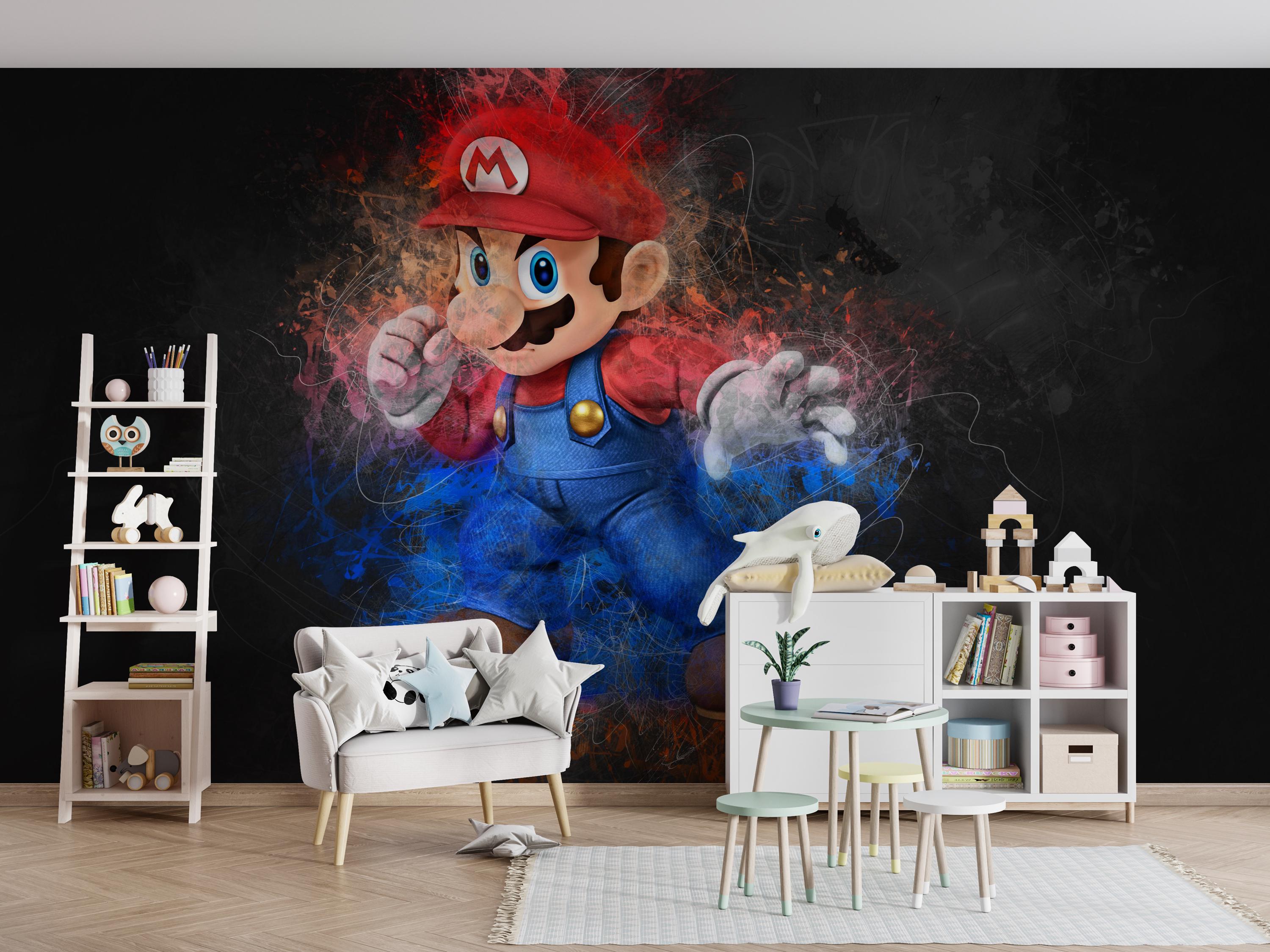 Super Mario Retro Game Hero Wall Mural Peel and Stick Wallpaper, Kids ...