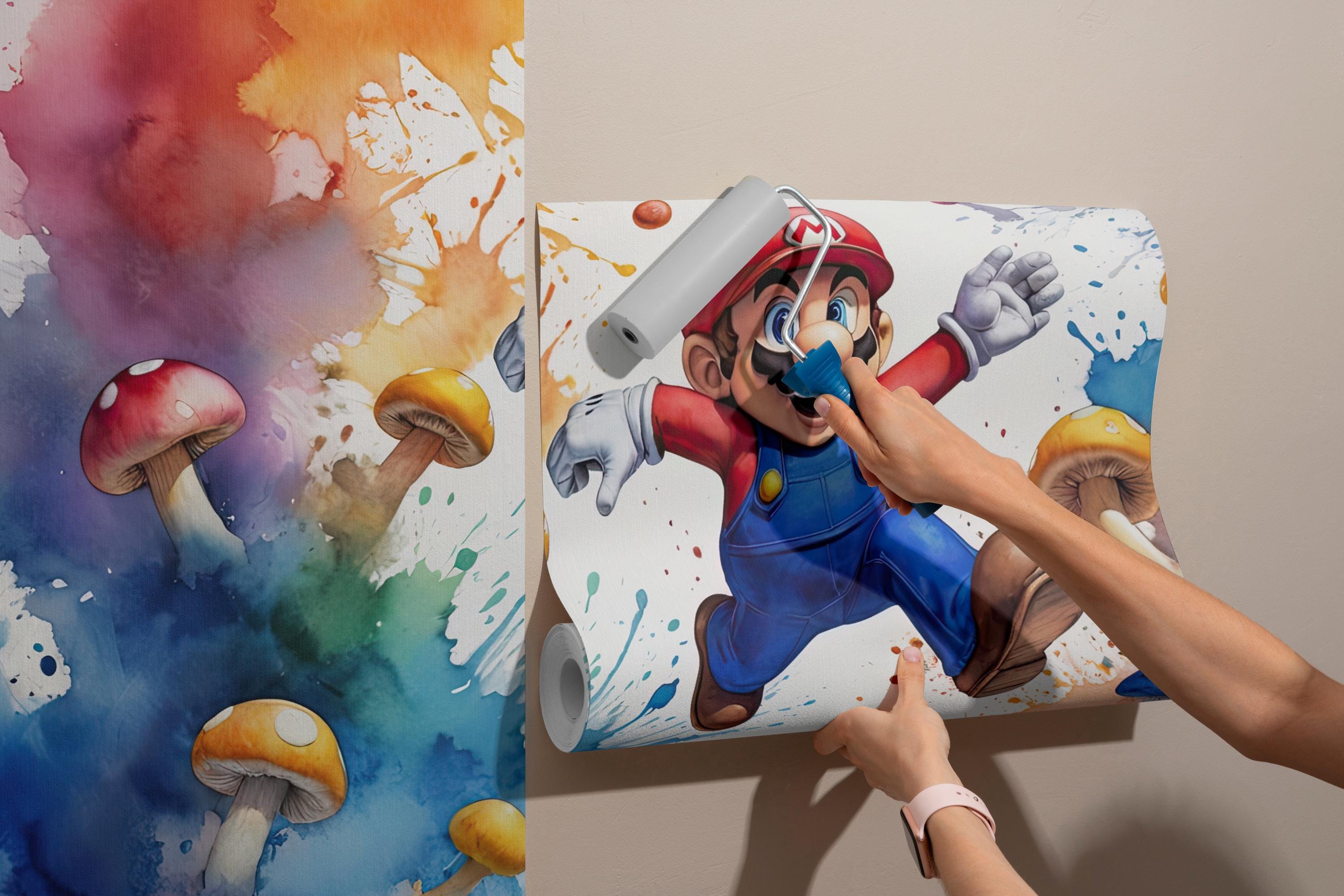Super Mario Wall Mural Peel and Stick Wallpaper, Kids Gamer Room Decor ...