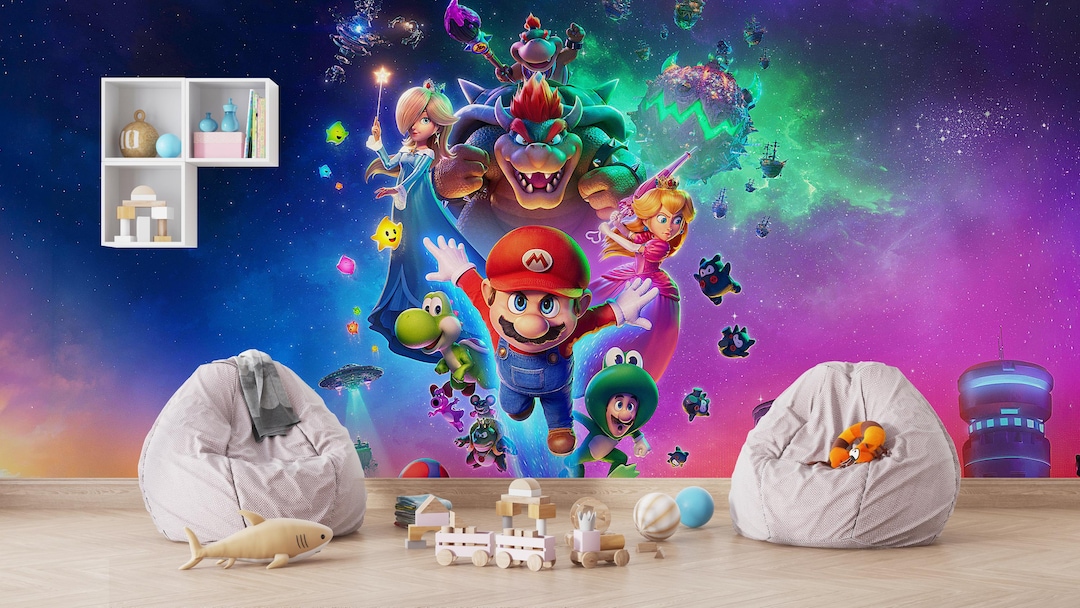 Super Mario Peel and Stick Wallpaper, Removable Custom Size Wall Mural ...