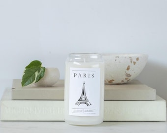 Vintage Paris Soy Kerze mit Baumwolldocht 400 ml in wiederverwendbarer Glasvase