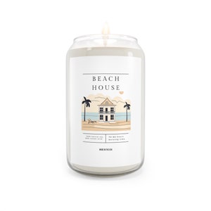 Vintage Beach House Soy candle with cotton wick 13.75 oz in reusable glass vase