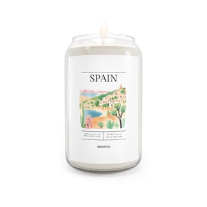 Vintage Spain Soy candle with cotton wick 13.75 oz in reusable glass vase
