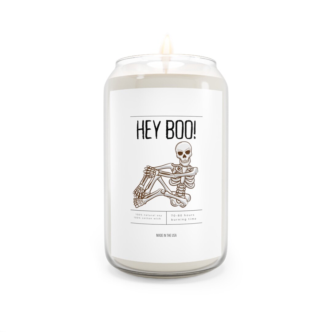 Hey Boo Skeleton Hey Boo Skeleton Candle: Funny Fall Halloween Decor, Reusable Vase - Etsy