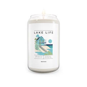 Vintage Lake Life Soy candle with cotton wick 13.75 oz in reusable glass vase