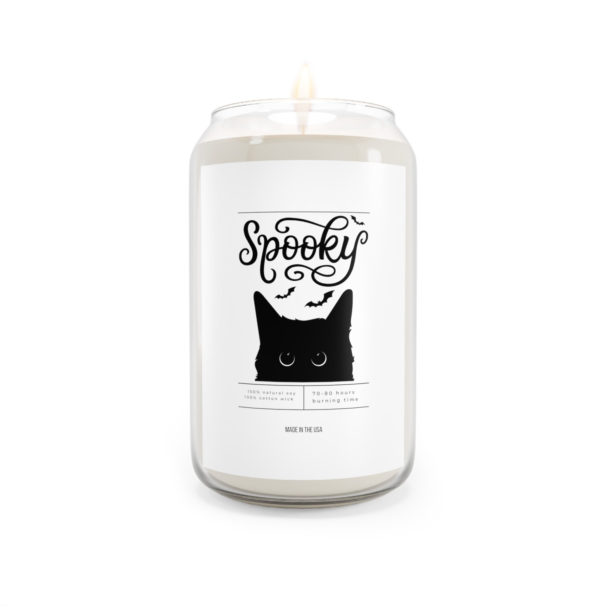 Saashi Three Eyes Gothic Cat Scented Soy Wax Candle for Halloween Decor.
