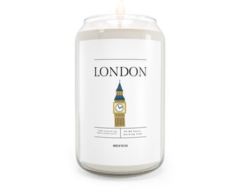 Vintage London Big Ben Soy Candle: Reusable Glass Vase, Cotton Wick