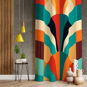 Abstract Art Colorful Curtain, Colourful Curtains With Eyelets, Abstract Decor Curtains, Vibrant Curtain Panels, Colorful Decor Home Drapes