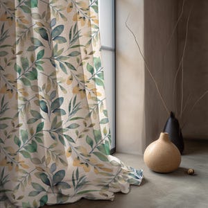Vintage Floral Baumwollvorhänge, Leinen Fenstervorhänge, Bauernhaus Blumenvorhänge, rustikale Wohnzimmer Baumwollvorhänge