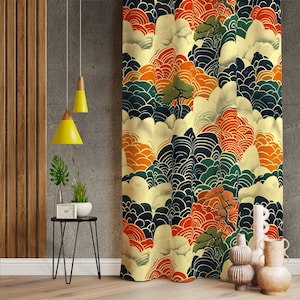 Vibrant Curtains, Colorful Patterned Living Room Curtains, Elegant Floral Living Room Drapes, Avant-Garde Design Drape, Abstract Drapes