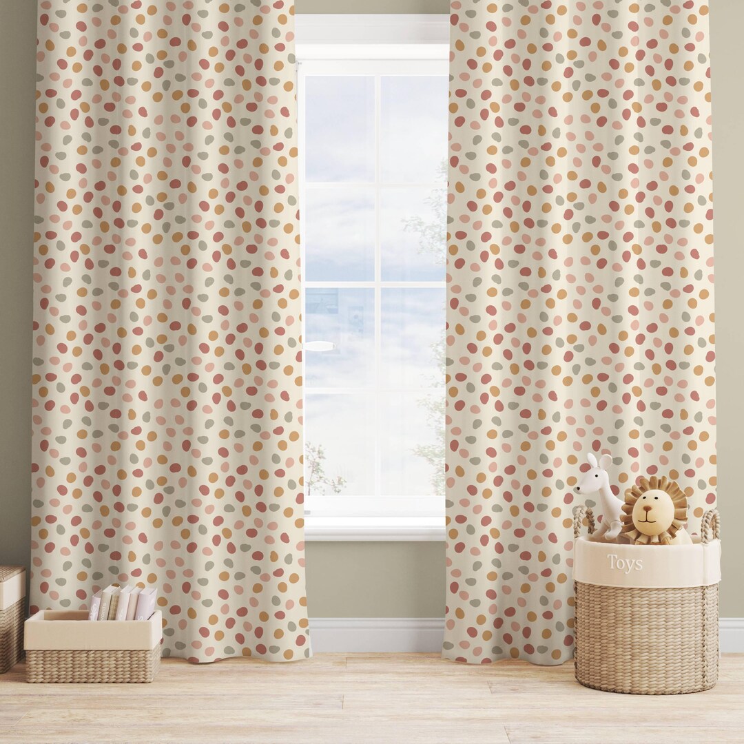 Nursery Room Curtains Boho Dotted Design Drapes (custom Fit Options — free download