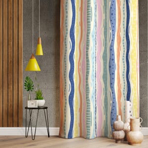 Colourful Stripes Curtains, Colorful Stripes Abstract Home Curtains, Abstract Art Decor Curtain, Vibrant Drape Panels, Colorful Home Drapes