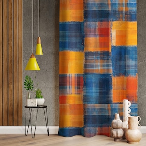 Tumbled Design Abstract Patterned Colorful Living Room Curtains, Abstract Curtains, Modern Style Colorful Abstract Drapes, Modern Art Drape